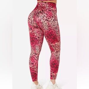 Yitty Fabletics Headliner Shaping High Waist Legging Pink Leopard Kitty smal nwt